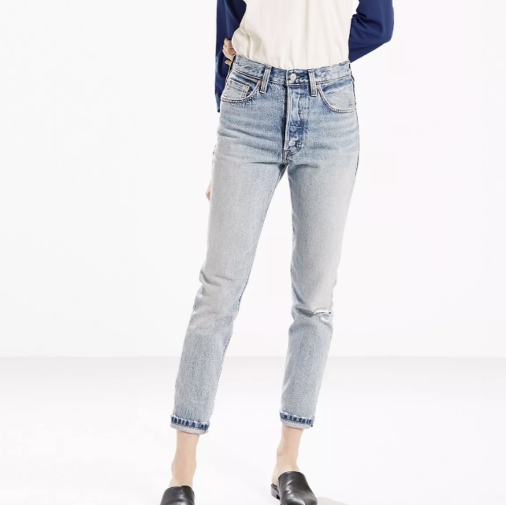 Levis 501 light wash Button Fly skinny jeans White Oak Denim